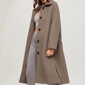 Commense Tan Wool Belted Long Overcoat